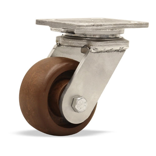 Hamilton S-WHS-4HNY Stainless Steel Swivel Caster - 4" x 2" Scorcher Wheel - High-Temperature (Up to 475°F) with Roller Bearing & Heat Grease