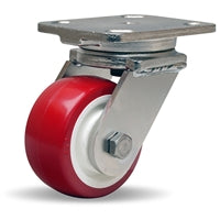 S-WHS-4NFZ Hamilton Stainless Steel Workhorse Swivel Caster – 4" x 2" Poly-Tech Polyurethane Wheel with 3/4" Delrin Bearing for Industrial Use