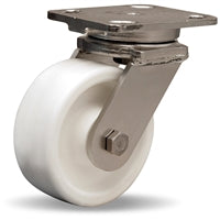 S-WHS-5AZ Hamilton Stainless Steel Swivel Caster - 5" Aqualite Polyolefin Wheel - Heavy-Duty 3/4" Delrin Bearing