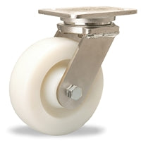 S-WHS-6WNSB Hamilton Stainless Steel Workhorse Swivel Caster – 6" x 2" White Nylon Wheel with Sealed Precision Bearings – Heavy-Duty, Rust-Free & Corrosion-Resistant