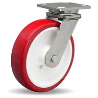 S-WHS-8NFZ Hamilton Stainless Steel Workhorse Swivel Caster - 8"x2" Poly-Tech Polyurethane Wheel, 3/4" Delrin Bearing - Premium Quality for Industrial & Commercial Use