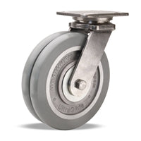 Hamilton Stainless Steel Workhorse Swivel Caster - 8"x2" UltraGlide (95A) Twin Wheel with Aluminum Core & 3/4" Precision Bearings