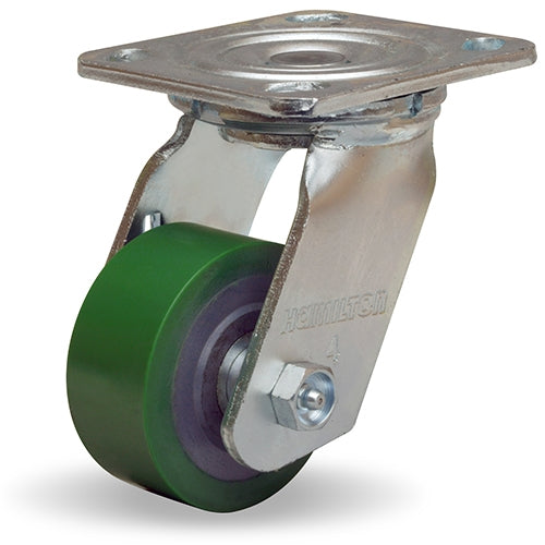 Hamilton Whirlaway 475 lbs Load Capacity Swivel Caster - 3.25" x 1.5" Duralast Polyurethane Wheel (95A) on Cast Iron, 3/4" Straight Roller Bearing