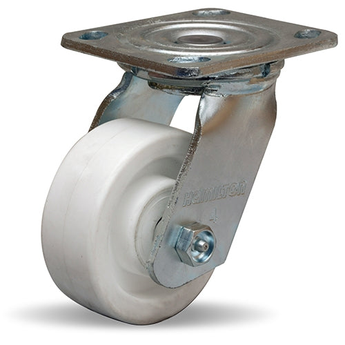 Hamilton Whirlaway 4-Inch Swivel Caster - 400 lbs Load Capacity, 1.5" Wide Aqualite Polyolefin Wheel, 75D, 3/4" Delrin Bearing - Durable Industrial Caster for Heavy-Duty Use