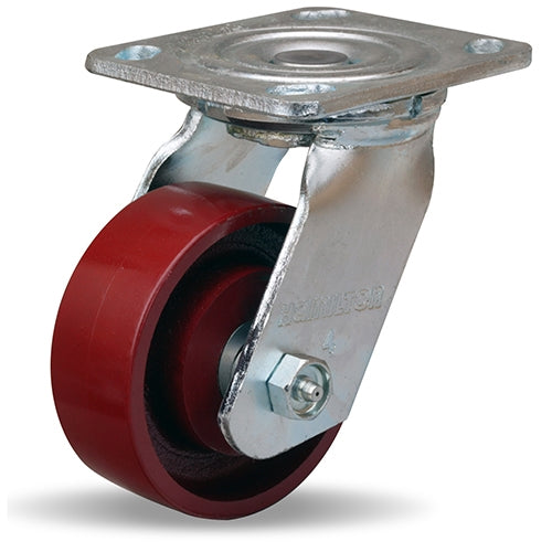 Hamilton Whirlaway 600 lbs Capacity 4x1.5 Inch Metal Wheel Swivel Caster - 3/4" Straight Roller Bearing Heavy Duty