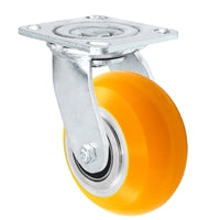 4" x 2" Stainless Swivel Caster Orange Polyurethane on Aluminum Caster - 1,000 lbs Capacity - 4" x 4-1/2" Mounting Plate