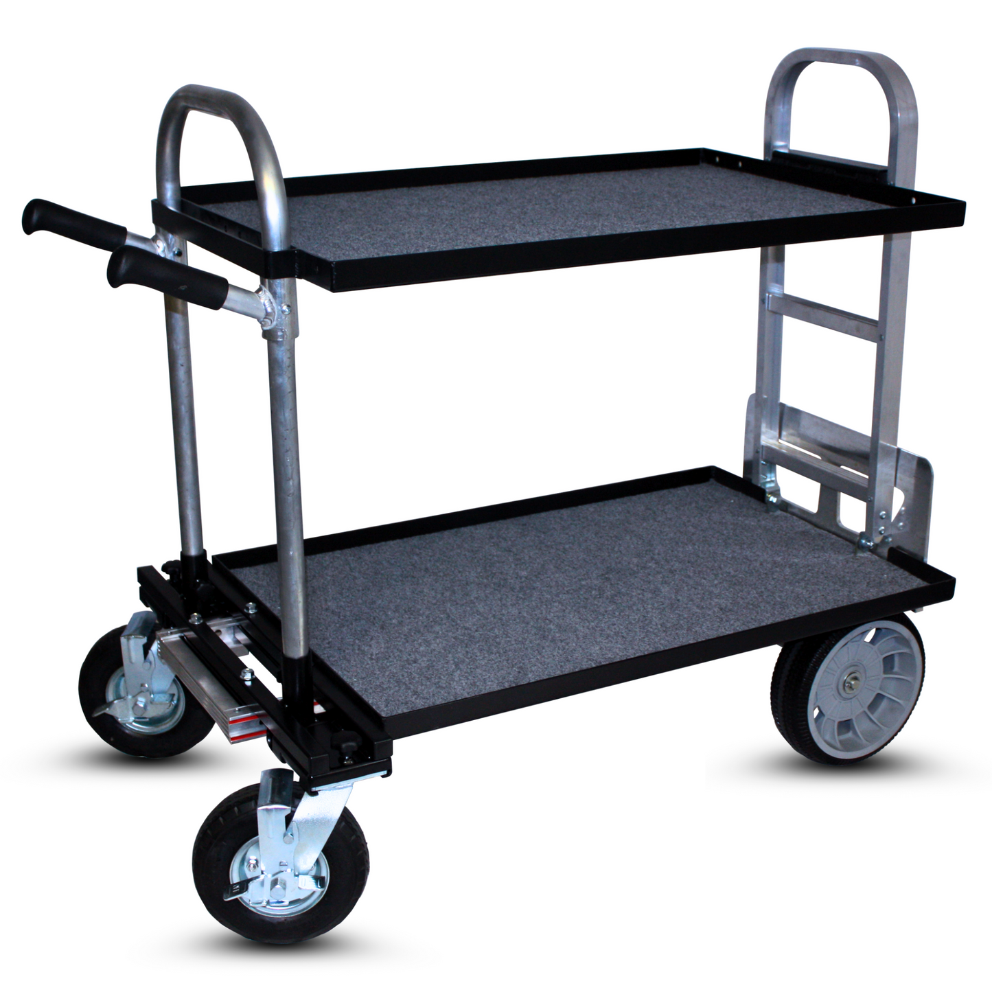 Premium Studio Cart with 30" Folding Nose and Double Decker Shelves (SC-30DD) - Shock Absorbing Off-Road Tires Included