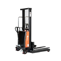 Semi-electric stacker, 2200 lbs cap. 63" lift height, 12V 150Ah w/external charger