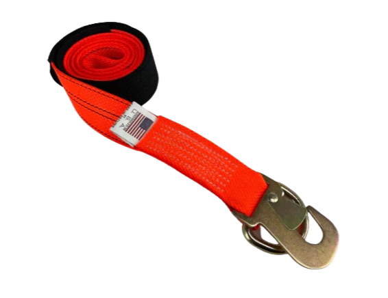 TOW-100FSHWDRCSL-DW Heavy-Duty Wheel Lift Strap 2" x 8' with Flat Snap Hook & D-Ring, 2000 lbs Load Capacity