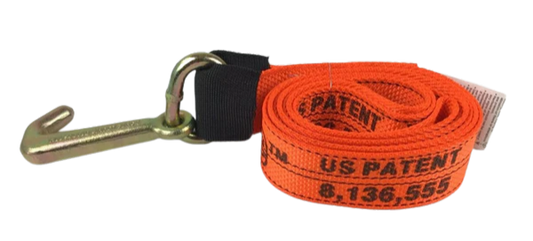 High-Strength Tow Strap with Mini J Hook - 2" x 10' Polyester Webbing, 3,333 lbs Load Capacity - Ideal for Towing & Recovery