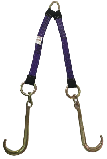 2" x 24" Towing V Bridle with 15" Forged J Hook - Heavy-Duty Tow Strap, 3,333 lbs Load Capacity | TOW-2X24BRIDLE-DW