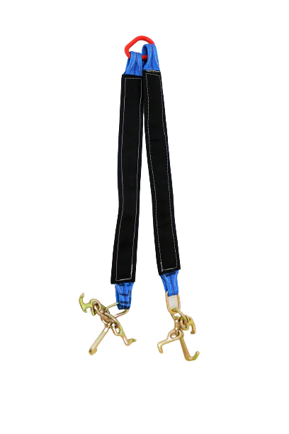 3" x 36" Towing V-Bridle Strap with RTJ Frame Cluster Hooks - 18,000 lbs Webbing Capacity, 5,400 lbs WLL, Reinforced Cordura Sleeve