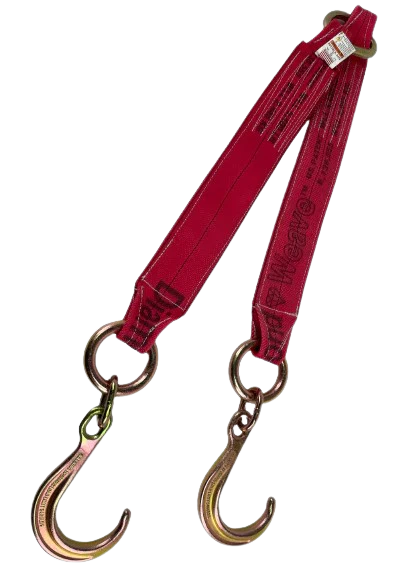 4" x 36" V-Bridle Sling with 8" Forged J-Hooks, 5,400 lbs WLL, Heavy Duty Lifting Sling