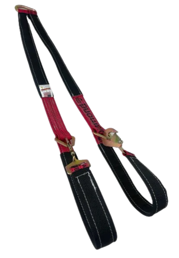 Reinforced 2" x 56" TOW-V-STRAP-CSL-DW V-Bridle Tow Strap with Twisted Snap Hooks & D-Rings - 3,333 lbs Load Capacity