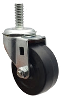 2" Swivel Stem Caster | Black Hard Rubber Wheel | Threaded Stem 3/8"-16 x 1" | 90 lbs Capacity