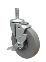 3" Locking Stem Caster | Non-Marking Thermo Rubber Wheel | Threaded Stem 3/8"-16 x 1" | 100 lbs Capacity