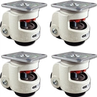 TP-100F - 2.85" Wheel - Retractable Leveling Machine Casters - 4 Pack - 6,600 lbs Per Set