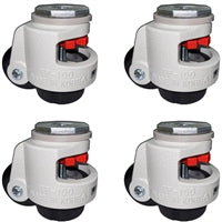 TP-100S - 3" Wheel - Retractable Leveling Machine Stem Casters - 4 Pack - 6,400 lbs Per Set