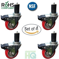 5 inch Caster Wheel Set For Commercial Kitchen Prep Tables, Total Locking Casters