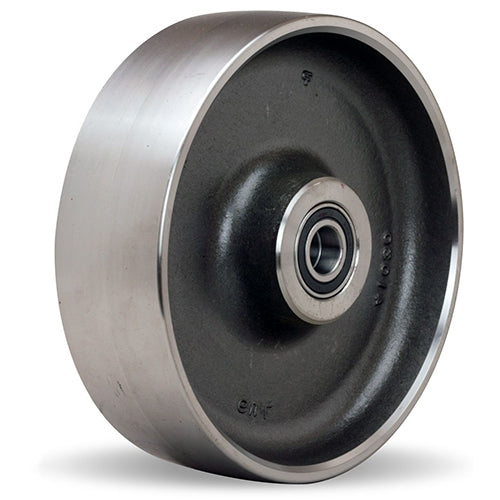 12" Diameter x 4" Wide Forged Steel Caster Wheel with 1-1/2" Straight Roller Bearing - 7,500 lb Capacity