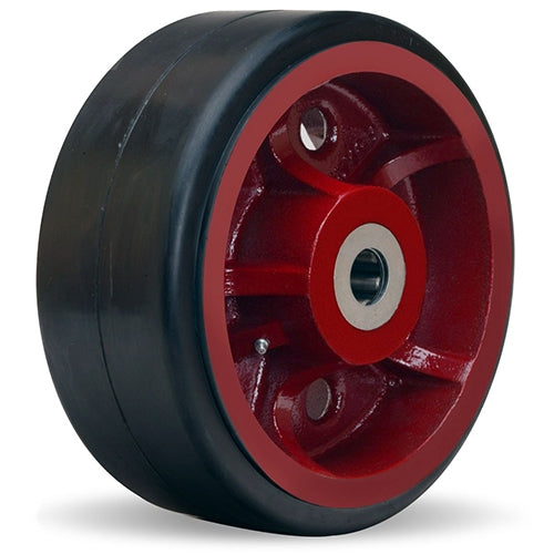 Hamilton W-1250-R-1-1/2 Mold-on Rubber on Cast Iron Wheel - 12" Diameter, 5" Wide with 1 1/2" Straight Roller Bearing for Industrial Use