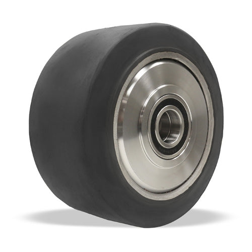 Hamilton TerraTech W-2816-PORB-2 Press-on Black Rubber Wheel - 28x16” Durable & Smooth Operation Wheel with 2" Precision Ball Bearing for Heavy-Duty Industrial Use