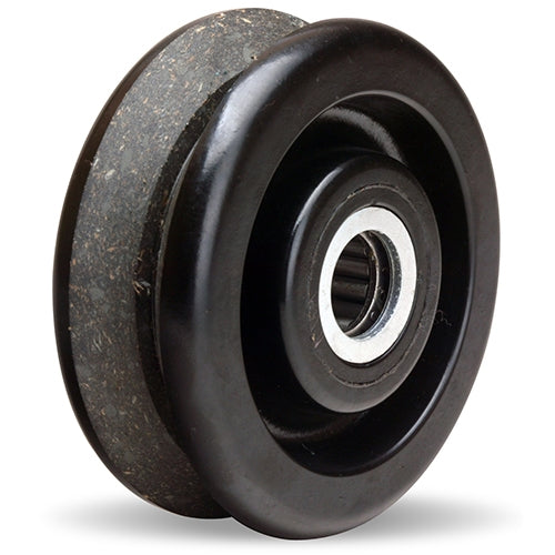 High Load Capacity Hamilton V-Grooved Phenolic Wheel 4" Dia x 1 1/2" Face x 1 5/8" Hub, 1 3/16" Plain Bore, 380 lbs. Weight Limit