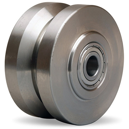 Hamilton W-420-HSVB-1/2 Stainless Steel V-Groove Wheel - 4" Dia x 2" Wide, High Heat Resistant with Precision Ball Bearing for Industrial Use
