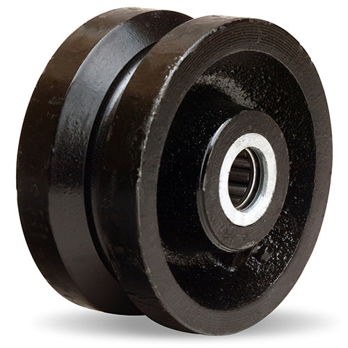 Hamilton 4 Inch Diameter, 2 Inch Face, V-Grooved Metal Wheel - 800 lbs Load Capacity, 2 3/16 Inch Hub with 1/2 Inch Straight Roller Bearing