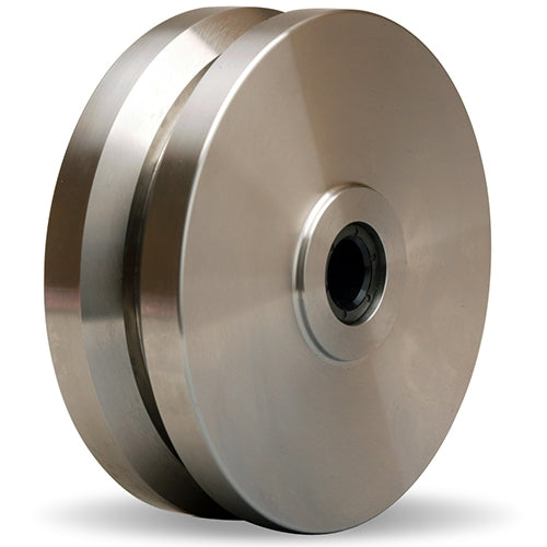 Hamilton 6 Inch Diameter 2 Inch Face Stainless Steel V-Groove Wheel with 1000 lbs Load Capacity - 3/4" Delrin Bearing, 2 1/4" Hub Length