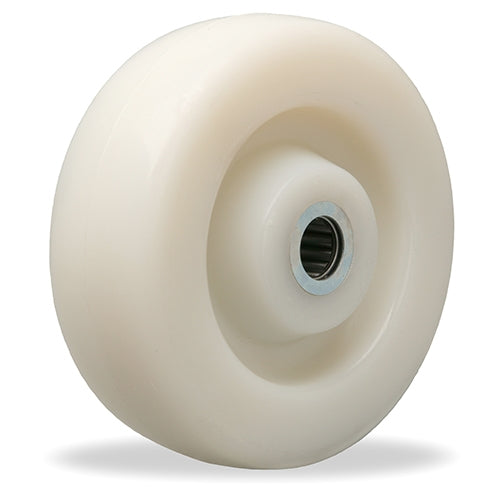 Hamilton White Nylon Wheel - 6" Diameter, 2" Width, 1000 lbs Capacity, 2 3/16" Hub Length with 1/2" Straight Roller Bearing