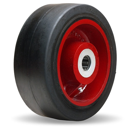 Hamilton W-830-RT-1 Mold-on Rubber Wheel on Cast Iron - 8" Dia x 3" Wide, 1" Precision Bearing for Industrial Mobility