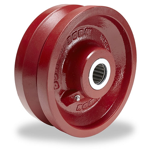 3000 lb Load Capacity V-Grooved Metal Wheel - 8" Diameter x 3" Face x 3 1/4" Hub - 1-1/4" Straight Roller Bearing - Hamilton Caster W-830-V-1-1/4