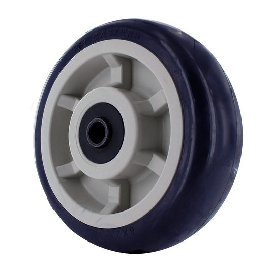 6" x 2" Blue and Tan TPU Polyurethane Caster Wheel with 1000 lb Capacity and Quad X Precision Bearings