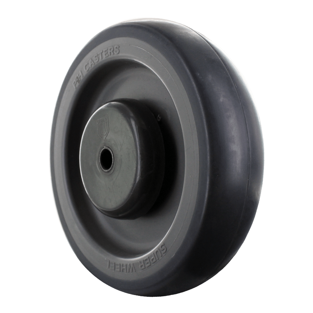 5-inch Gray Soft Rubber Shopping Cart Wheel with Dual Precision Bearings and Flat Spot Resistant Material