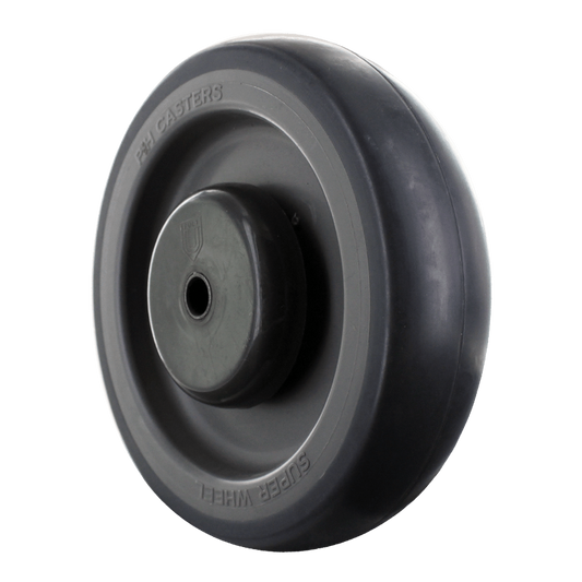 5-inch Gray Soft Rubber Shopping Cart Wheel with Dual Precision Bearings and Flat Spot Resistant Material