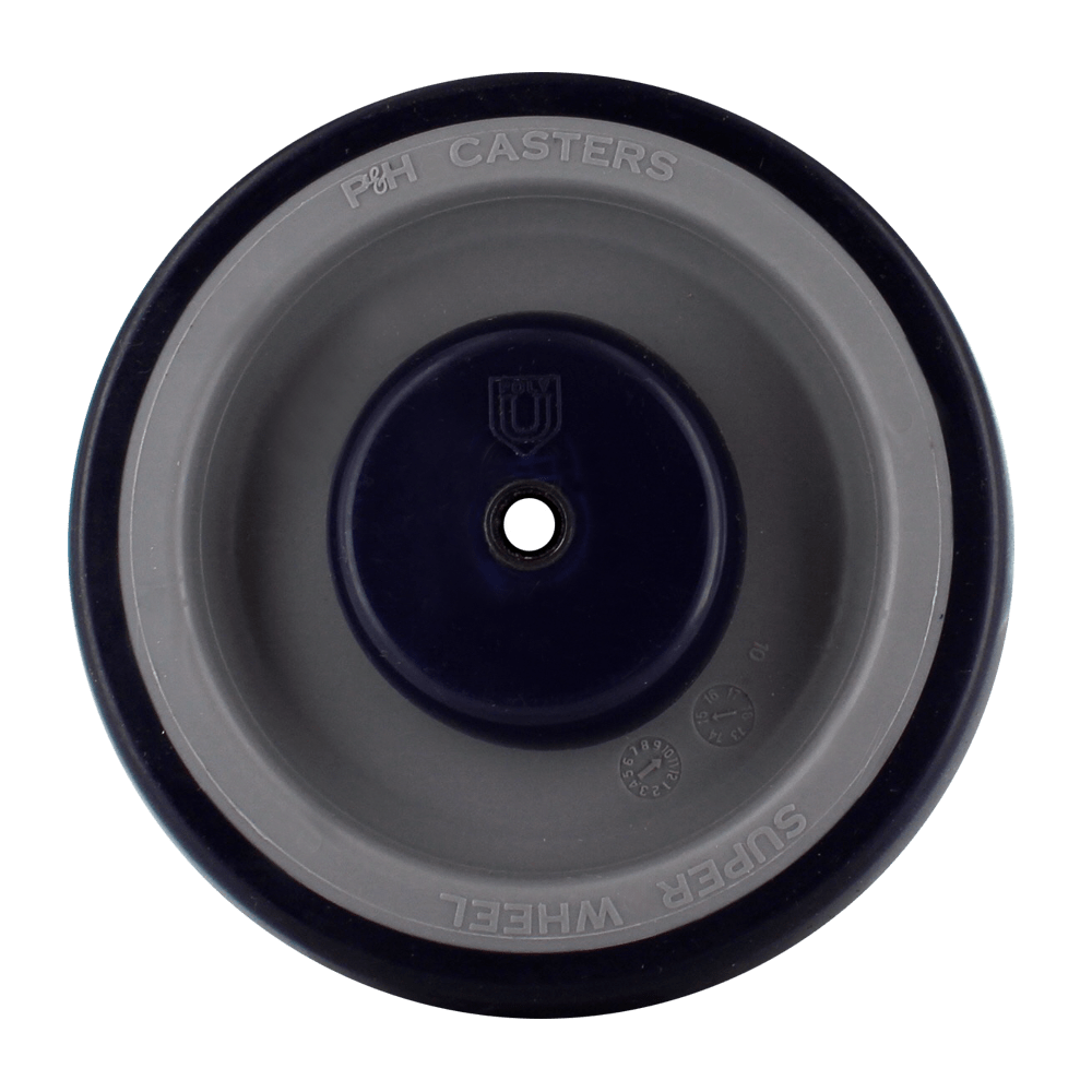 5" Blue on Gray Soft Rubber Shopping Cart Wheel with 5/16" Dual Precision Bearings and Flat Spot Resistant Material