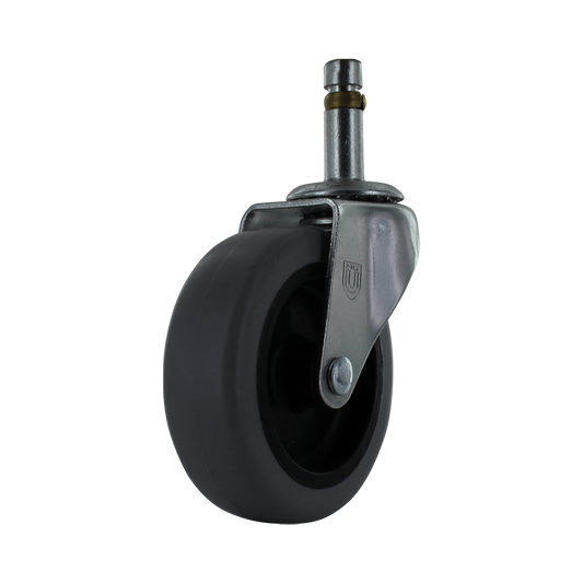 3" x 1" Polypropylene Swivel Caster with 150 lb Capacity, Zinc Plated Steel Yoke, and 7/16" x 1 3/8" Friction Stem