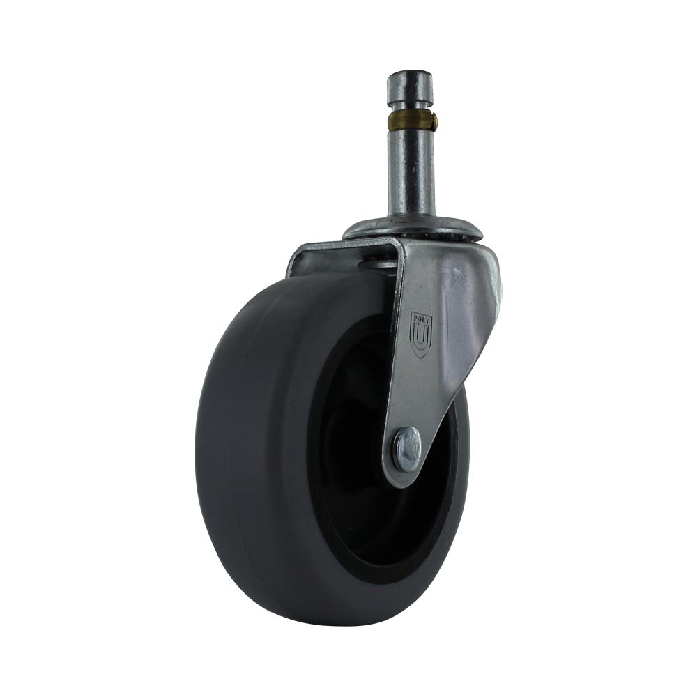 3" x 1" Polypropylene Swivel Caster with 150 lb Capacity, Zinc Plated Steel Yoke, and 7/16" x 1 3/8" Friction Stem