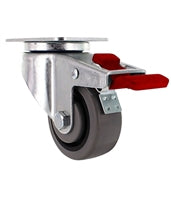 3" X 1.25" | TPR A70 Crown Tread Wheel | Total Locking Swivel Caster | 180 lbs cap | Smaller Plate Size