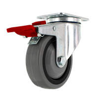 4" X 1.25" | TPR A70 CROWN TREAD WHEEL | TOTAL LOCKING SWIVEL CASTER | 250 LBS CAP | Smaller Plate Size