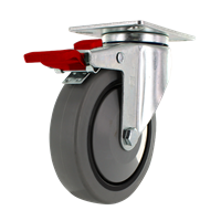 5" X 1.25" | TPR A70 CROWN TREAD WHEEL | TOTAL LOCKING SWIVEL CASTER | 300 LBS CAP