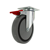 5" X 1.25" | TPR A70 CROWN TREAD WHEEL | TOTAL LOCKING SWIVEL CASTER | 300 LBS CAP | Smaller Plate Size