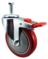 5" X 1-1/4" Total Locking Swivel Stem Caster | 1/2"-13x 1-1/2" Threaded Stem | 350 lbs Load Capacity