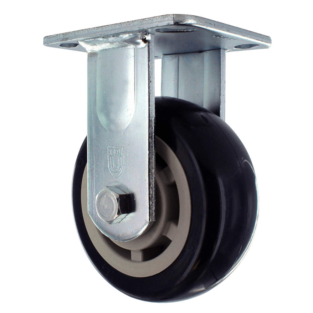 5" x 2" Heavy Duty Rigid Polyurethane Caster with 4" x 4-1/2" Plate Mount, 800 lb Capacity