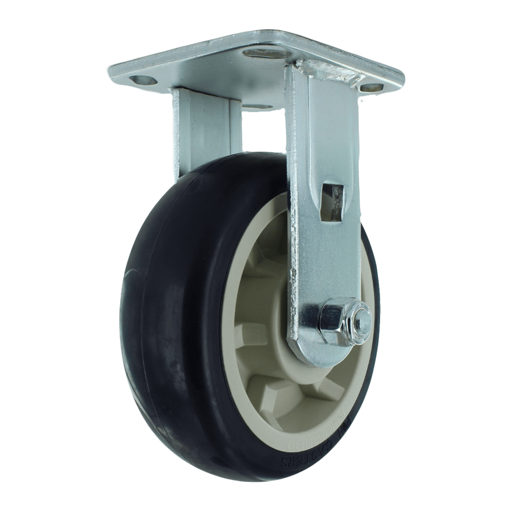 6" x 2" Heavy Duty Rigid Polyurethane Caster with 1000 lb Capacity, 4" x 4.5" Plate Mount, 1/2" Axle and Quad Precision Bearings