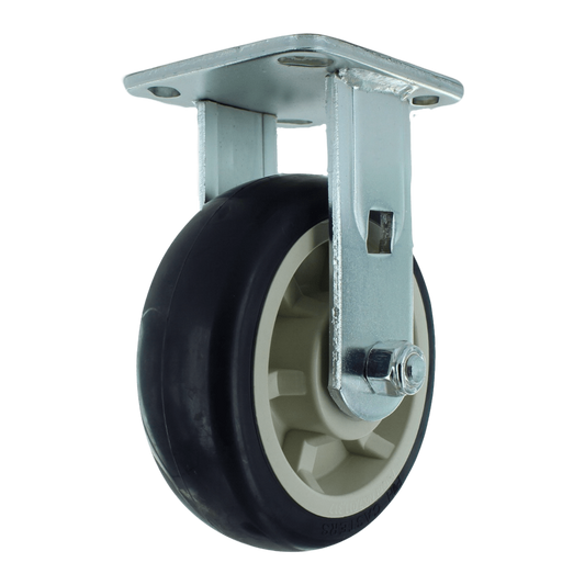 6" x 2" Heavy Duty Rigid Polyurethane Caster with 1000 lb Capacity, 4" x 4.5" Plate Mount, 1/2" Axle and Quad Precision Bearings