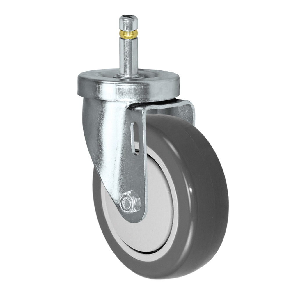 Swivel caster, 4" x 1-1/4" polyurethane wheel, Grip ring stem 7/16 x 1-3/8"