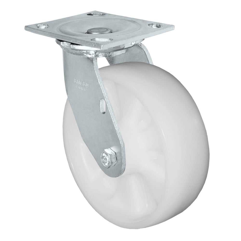 Swivel caster, 6" x 2" nylon wheel, Plate 4 x 4-1/2"