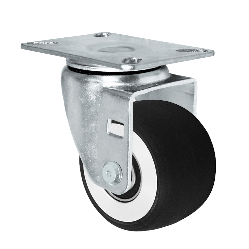 Swivel caster, 3" x 1-13/16" donut polyurethane on aluminum wheel, Plate 3-1/8 x 4-1/8"